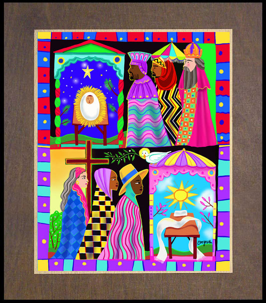 Three Wise Women and Three Wise Men - Wood Plaque Premium