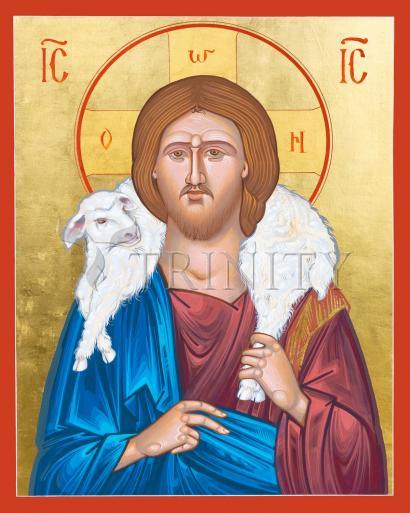Wall Frame Espresso, Matted - Christ the Good Shepherd by Robert Gerwing - Trinity Stores