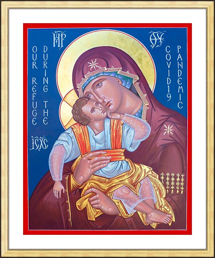 Wall Frame Gold, Matted - Mother of God, Our Refuge During Covid-19 Pandemic by Robert Gerwing - Trinity Stores