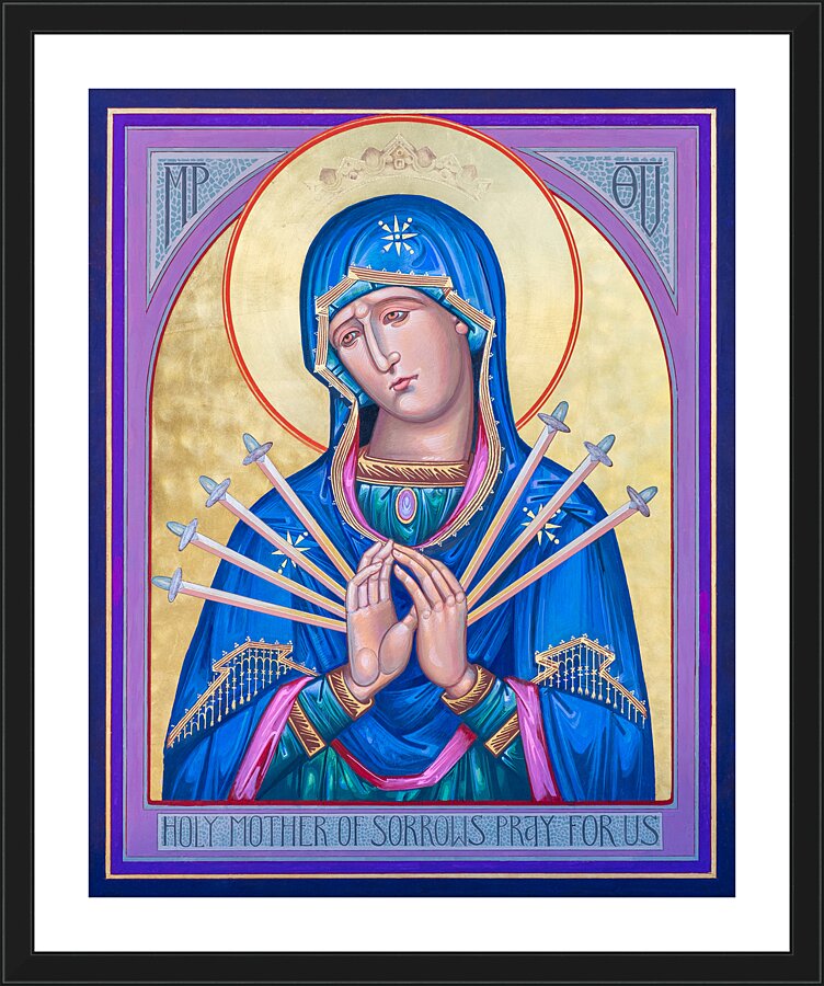 Wall Frame Black, Matted - Mater Dolorosa - Mother of Sorrows by R. Gerwing