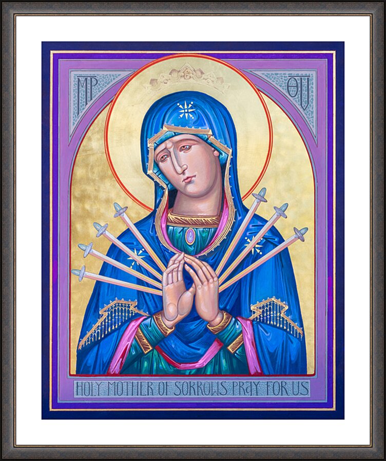 Wall Frame Espresso, Matted - Mater Dolorosa - Mother of Sorrows by R. Gerwing