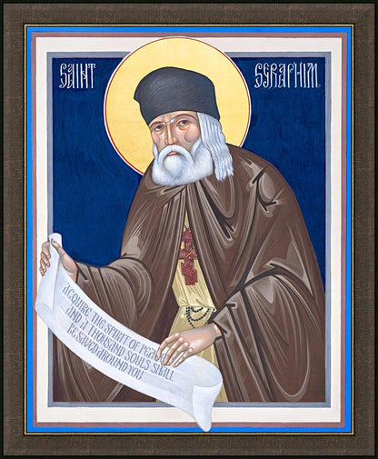 Wall Frame Espresso - St. Seraphim of Sarov by Robert Gerwing - Trinity Stores