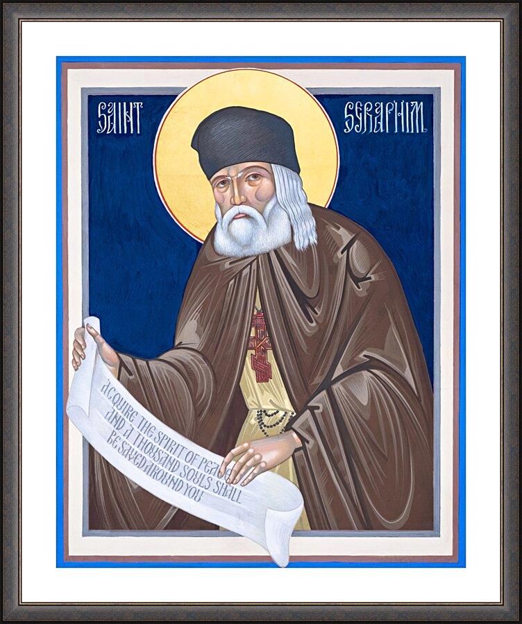 Wall Frame Espresso, Matted - St. Seraphim of Sarov by Robert Gerwing - Trinity Stores