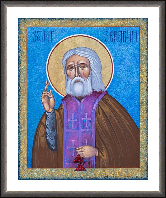 Wall Frame Espresso, Matted - St. Seraphim by R. Gerwing