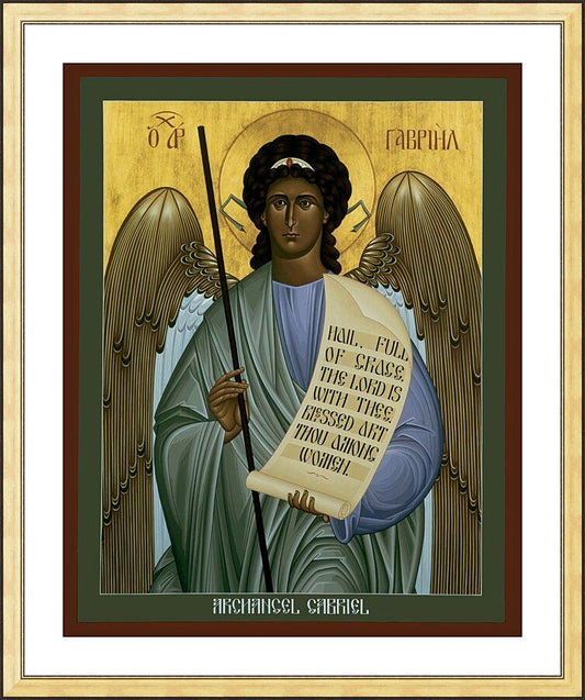 Wall Frame Gold, Matted - St. Gabriel Archangel by R. Lentz