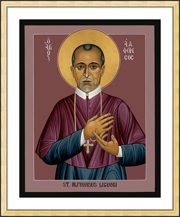 Wall Frame Gold, Matted - St. Alphonsus Liguori by Br. Robert Lentz, OFM - Trinity Stores
