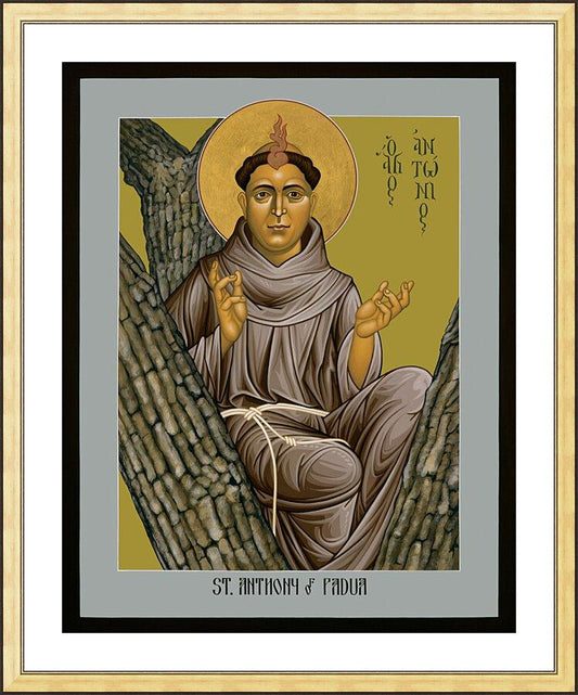 Wall Frame Gold, Matted - St. Anthony of Padua by R. Lentz