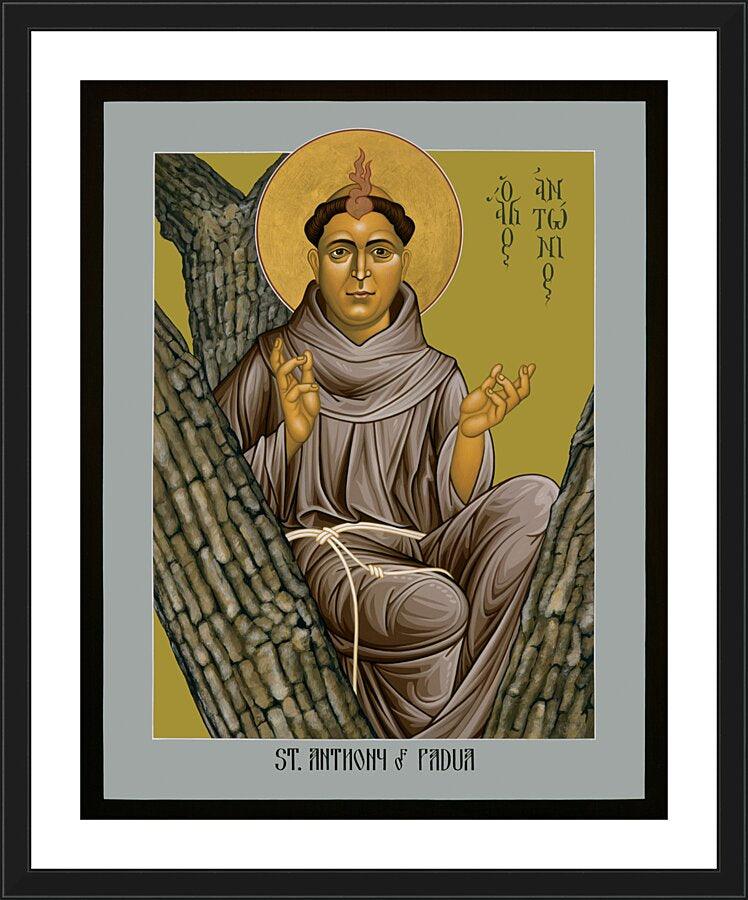 Wall Frame Black, Matted - St. Anthony of Padua by Br. Robert Lentz, OFM - Trinity Stores