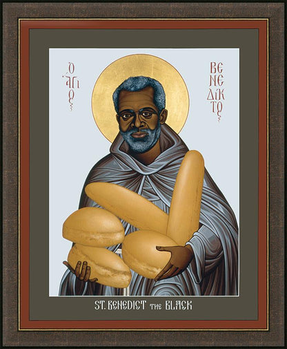 Wall Frame Espresso - St. Benedict the Black by Br. Robert Lentz, OFM - Trinity Stores