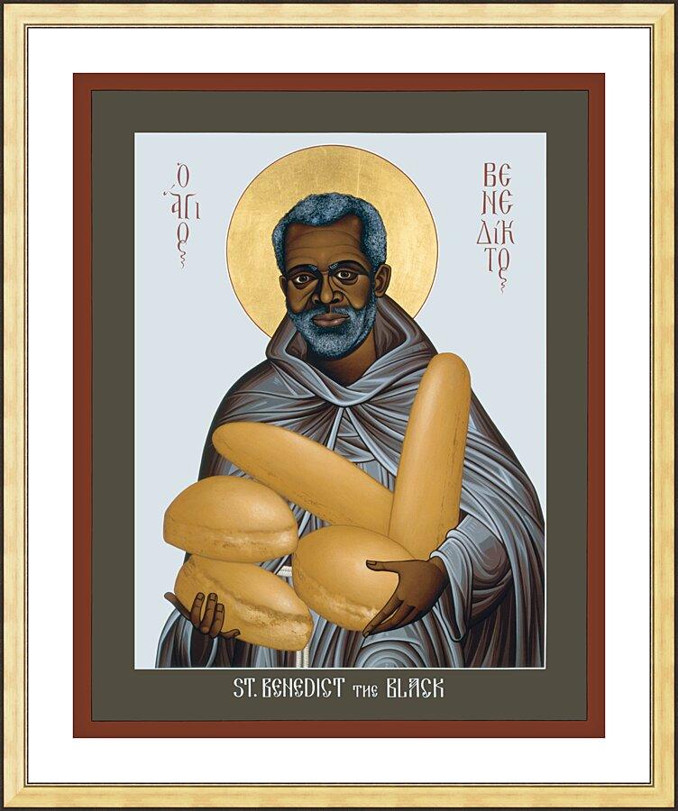Wall Frame Gold, Matted - St. Benedict the Black by R. Lentz