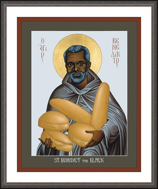 Wall Frame Espresso, Matted - St. Benedict the Black by R. Lentz