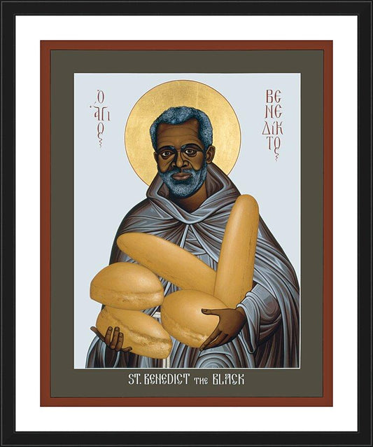 Wall Frame Black, Matted - St. Benedict the Black by R. Lentz