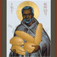 Wall Frame Black, Matted - St. Benedict the Black by Br. Robert Lentz, OFM - Trinity Stores