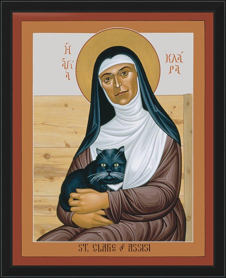 Wall Frame Black - St. Clare of Assisi by Br. Robert Lentz, OFM - Trinity Stores