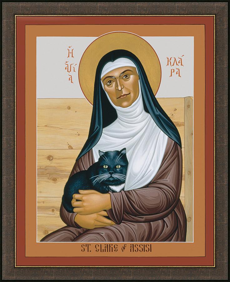 Wall Frame Espresso - St. Clare of Assisi by Br. Robert Lentz, OFM - Trinity Stores