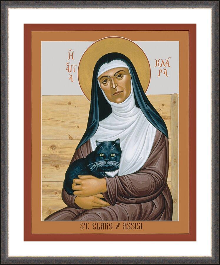 Wall Frame Espresso, Matted - St. Clare of Assisi by Br. Robert Lentz, OFM - Trinity Stores
