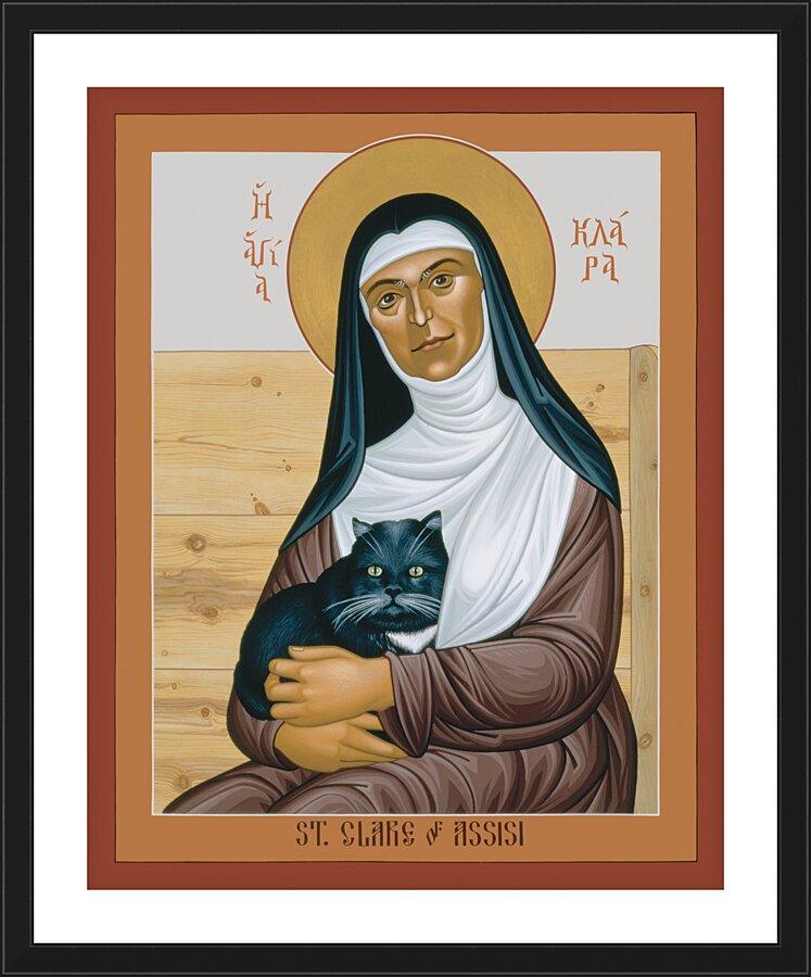 Wall Frame Black, Matted - St. Clare of Assisi by Br. Robert Lentz, OFM - Trinity Stores