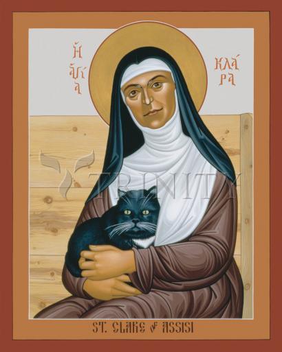 Wall Frame Espresso, Matted - St. Clare of Assisi by R. Lentz