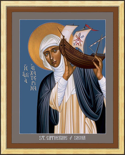 Wall Frame Gold - St. Catherine of Siena by Br. Robert Lentz, OFM - Trinity Stores