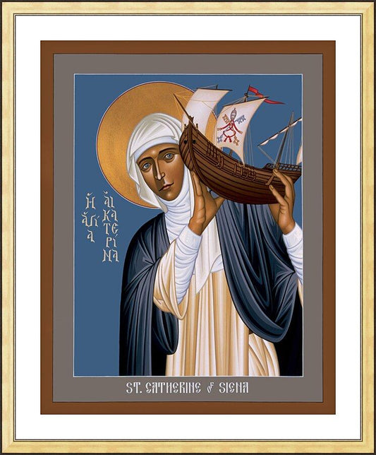 Wall Frame Gold, Matted - St. Catherine of Siena by R. Lentz
