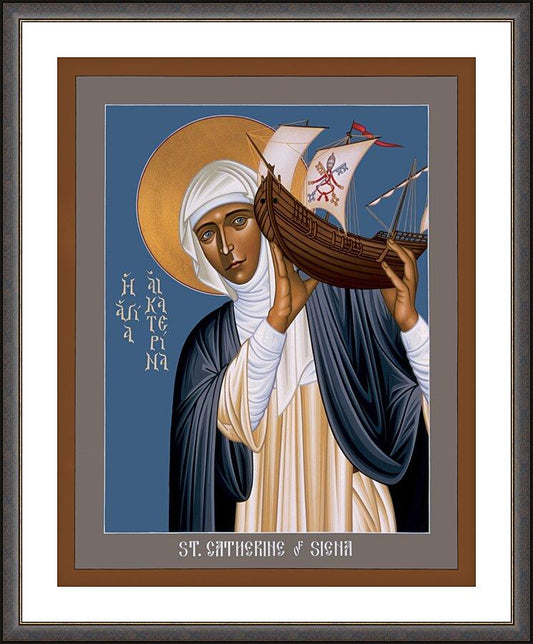 Wall Frame Espresso, Matted - St. Catherine of Siena by R. Lentz