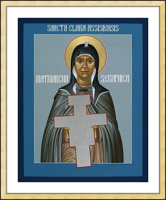 Wall Frame Gold, Matted - St. Clare of Assisi: Seraphic Matriarch by R. Lentz