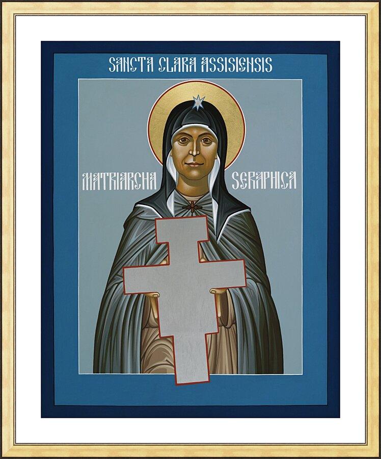 Wall Frame Gold, Matted - St. Clare of Assisi: Seraphic Matriarch by Br. Robert Lentz, OFM - Trinity Stores