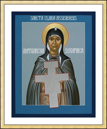 Wall Frame Gold, Matted - St. Clare of Assisi: Seraphic Matriarch by Br. Robert Lentz, OFM - Trinity Stores