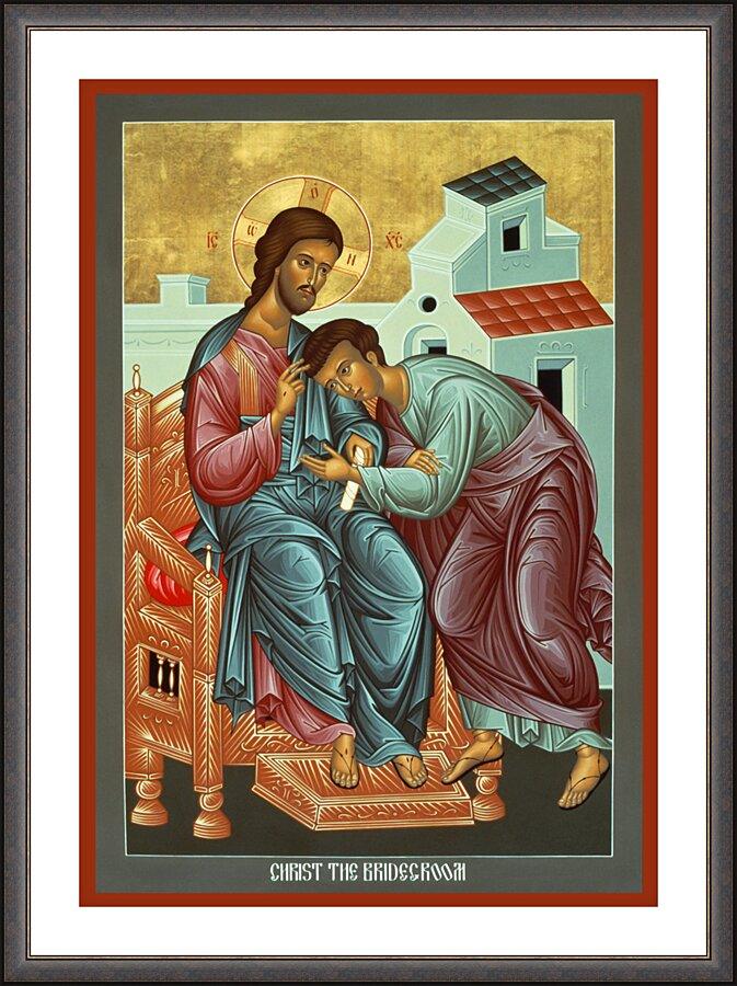 Wall Frame Espresso, Matted - Christ the Bridegroom by Br. Robert Lentz, OFM - Trinity Stores