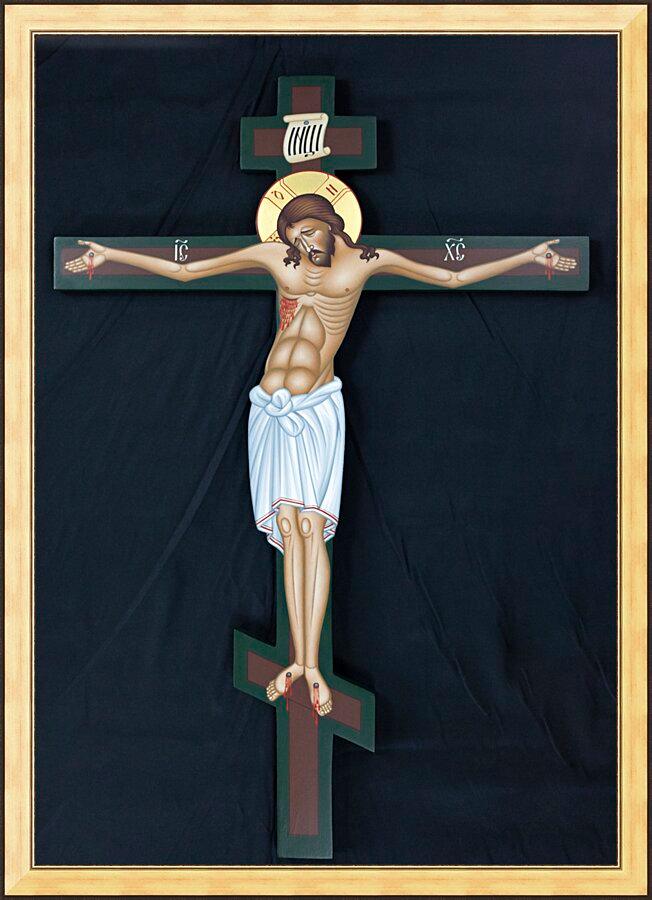 Wall Frame Gold - Christ Crucified by Br. Robert Lentz, OFM - Trinity Stores