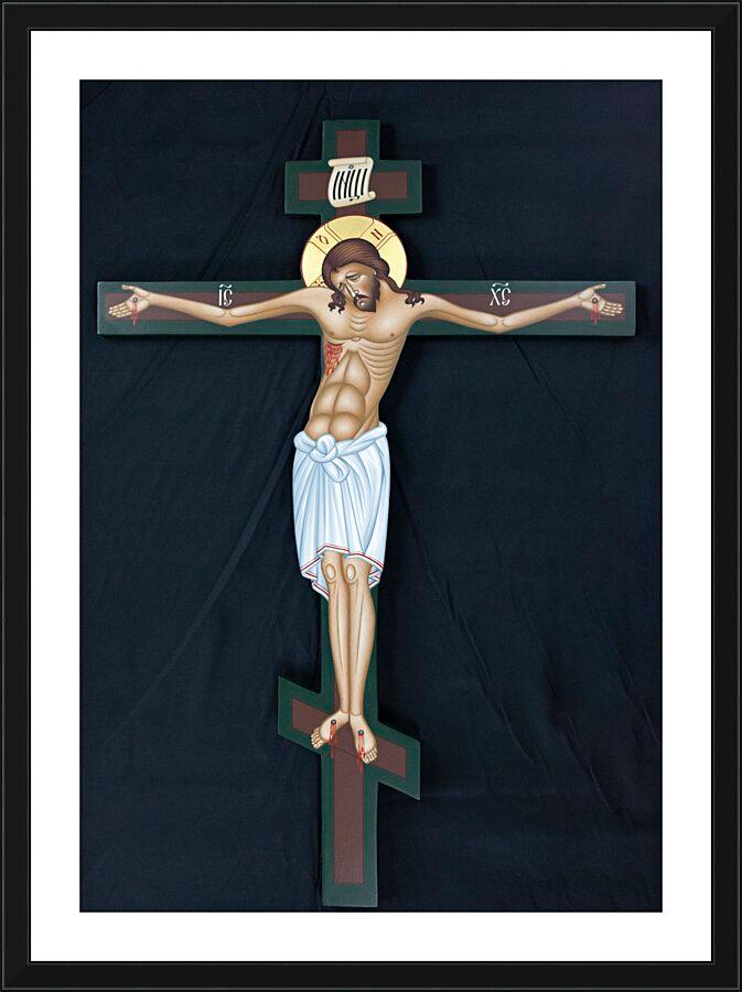 Wall Frame Black, Matted - Christ Crucified by Br. Robert Lentz, OFM - Trinity Stores