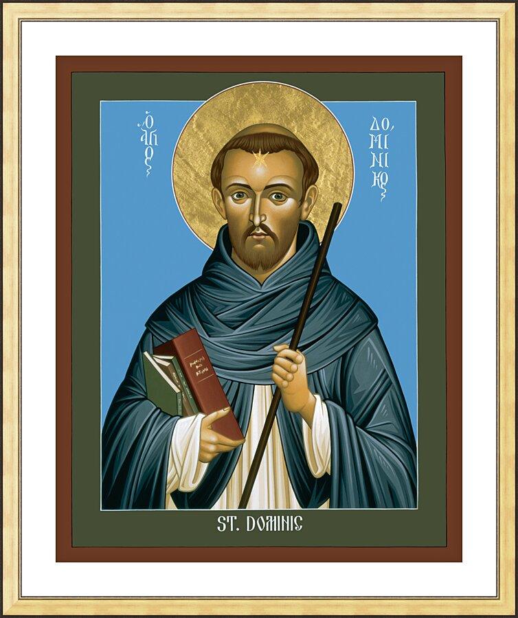 Wall Frame Gold, Matted - St. Dominic Guzman by Br. Robert Lentz, OFM - Trinity Stores