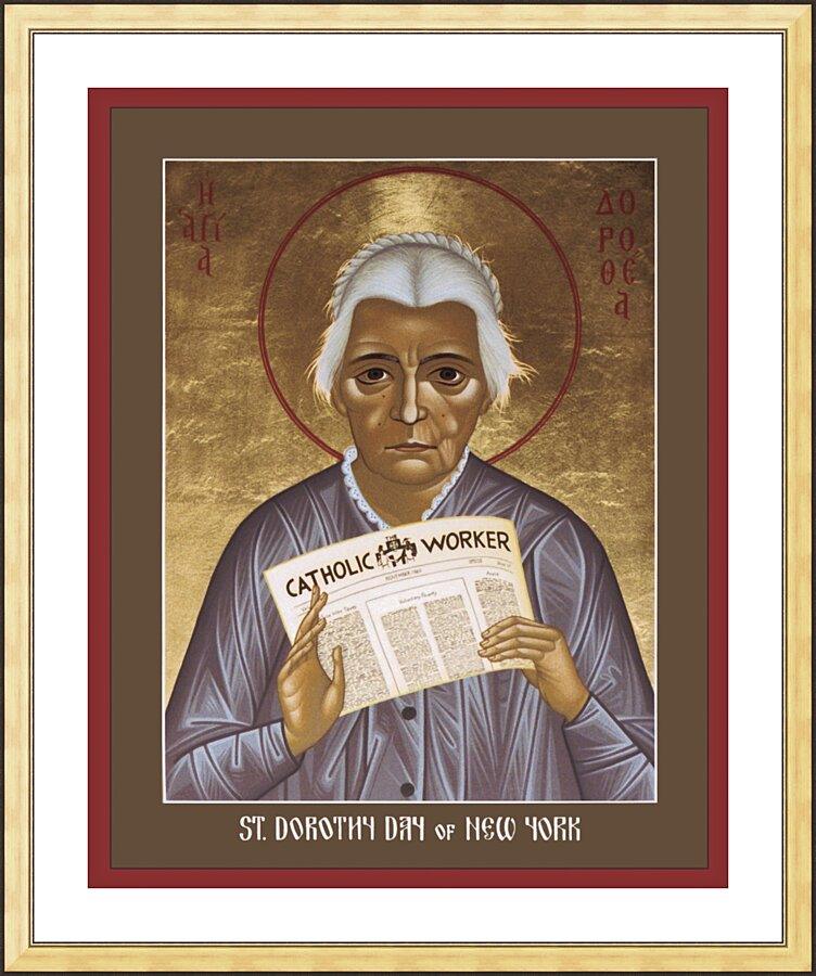 Wall Frame Gold, Matted - Dorothy Day of New York by Br. Robert Lentz, OFM - Trinity Stores