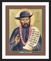 Wall Frame Black - St. Damien the Leper by R. Lentz