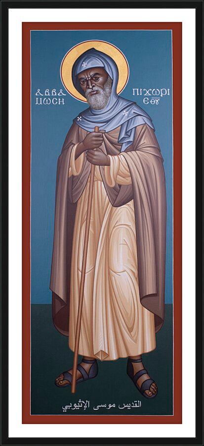 Wall Frame Black, Matted - St. Moses the Ethiopian by R. Lentz