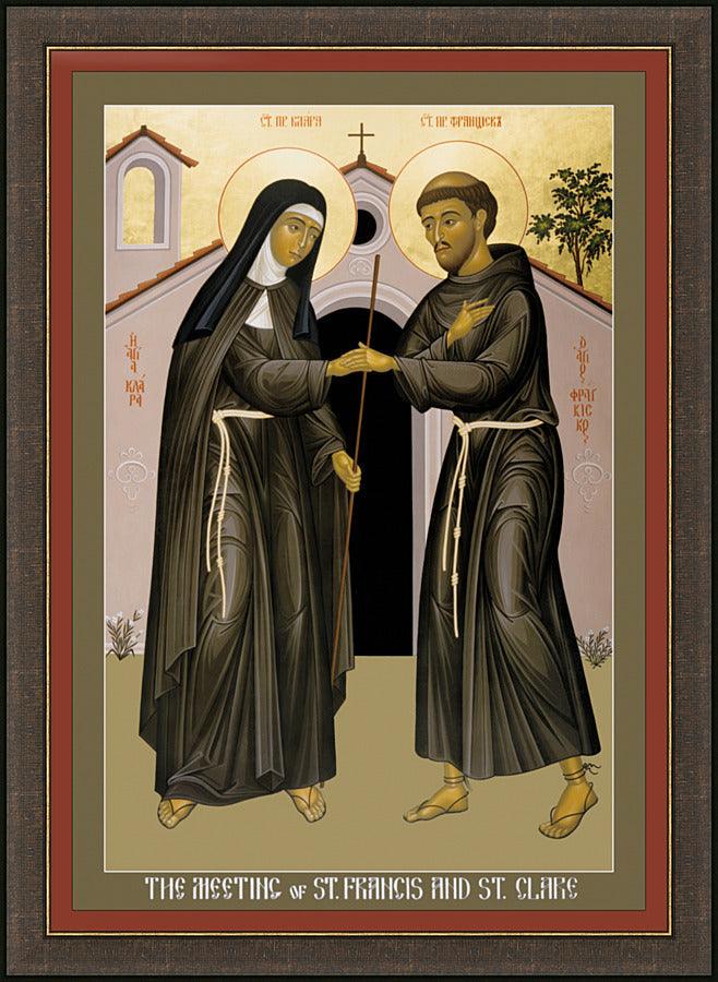 Wall Frame Espresso - Meeting of Sts. Francis and Clare by Br. Robert Lentz, OFM - Trinity Stores