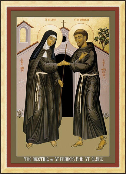 Wall Frame Gold - Meeting of Sts. Francis and Clare by Br. Robert Lentz, OFM - Trinity Stores