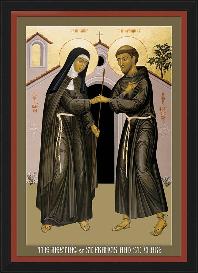 Wall Frame Black - Meeting of Sts. Francis and Clare by Br. Robert Lentz, OFM - Trinity Stores