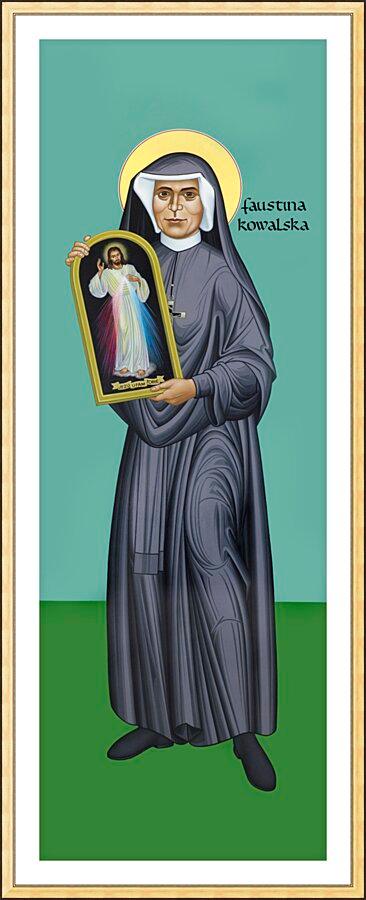 Wall Frame Gold, Matted - St. Faustina Kowalska by R. Lentz