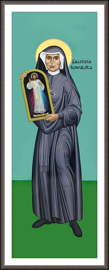 Wall Frame Espresso, Matted - St. Faustina Kowalska by Br. Robert Lentz, OFM - Trinity Stores
