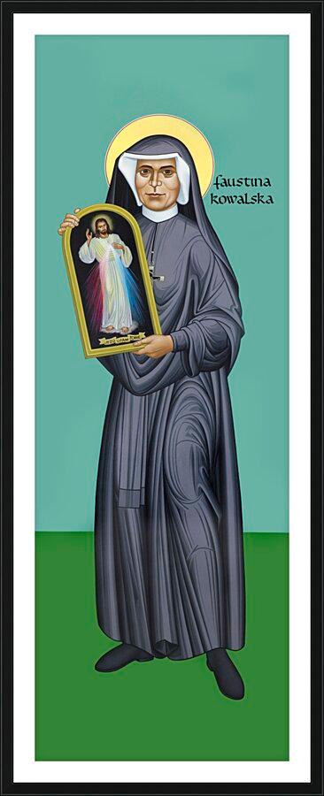 Wall Frame Black, Matted - St. Faustina Kowalska by Br. Robert Lentz, OFM - Trinity Stores