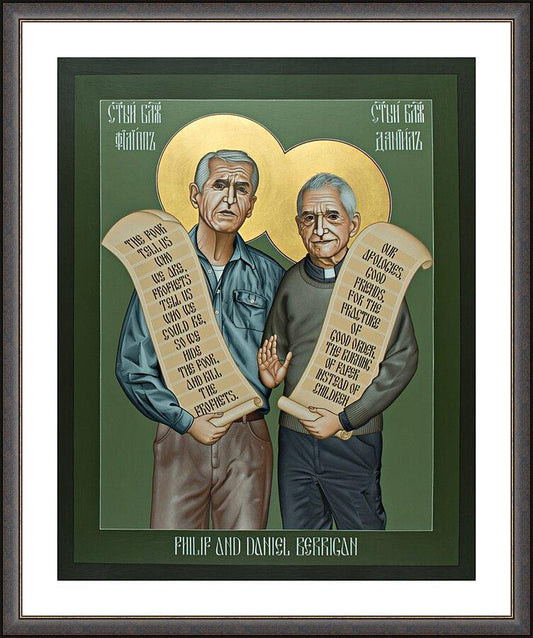 Wall Frame Espresso, Matted - Philip and Daniel Berrigan by R. Lentz