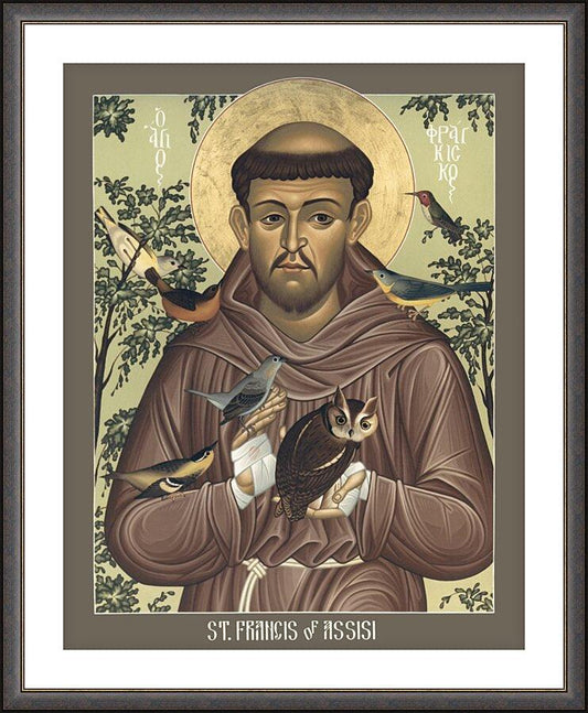 Wall Frame Espresso, Matted - St. Francis of Assisi by R. Lentz