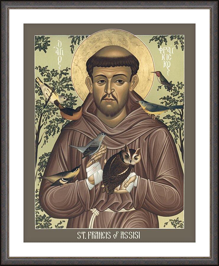 Wall Frame Espresso, Matted - St. Francis of Assisi by Br. Robert Lentz, OFM - Trinity Stores