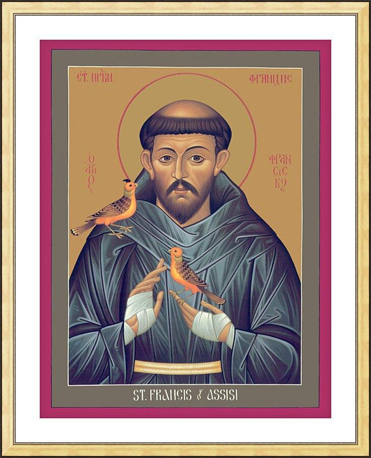 Wall Frame Gold, Matted - St. Francis of Assisi by R. Lentz