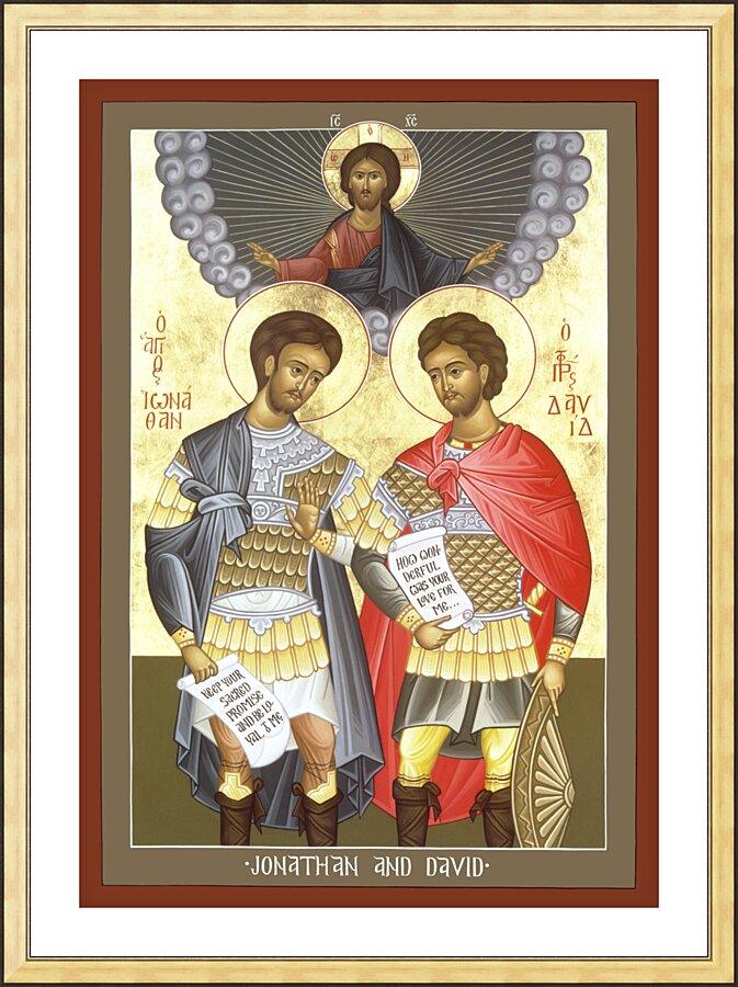 Wall Frame Gold, Matted - Jonathan and David by Br. Robert Lentz, OFM - Trinity Stores