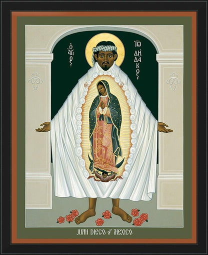 Wall Frame Black - St. Juan Diego and the Miracle of Guadalupe by R. Lentz