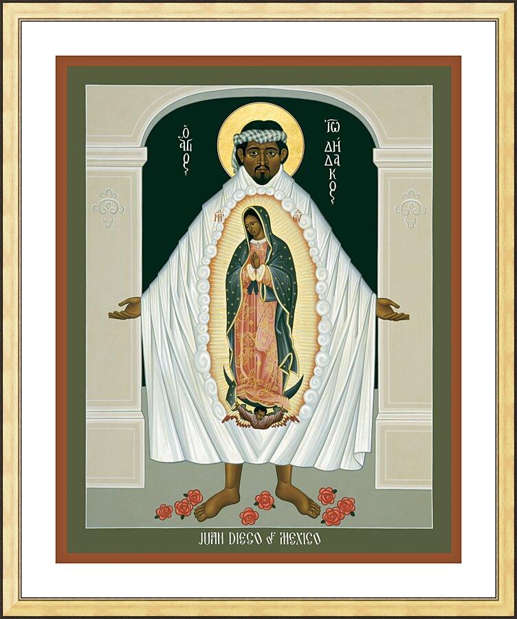 Wall Frame Gold, Matted - St. Juan Diego and the Miracle of Guadalupe by Br. Robert Lentz, OFM - Trinity Stores