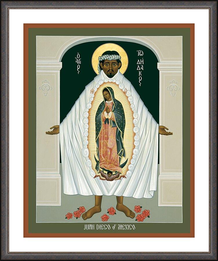 Wall Frame Espresso, Matted - St. Juan Diego and the Miracle of Guadalupe by Br. Robert Lentz, OFM - Trinity Stores
