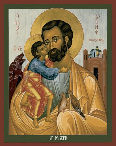 Wall Frame Black, Matted - St. Joseph of Nazareth by Br. Robert Lentz, OFM - Trinity Stores